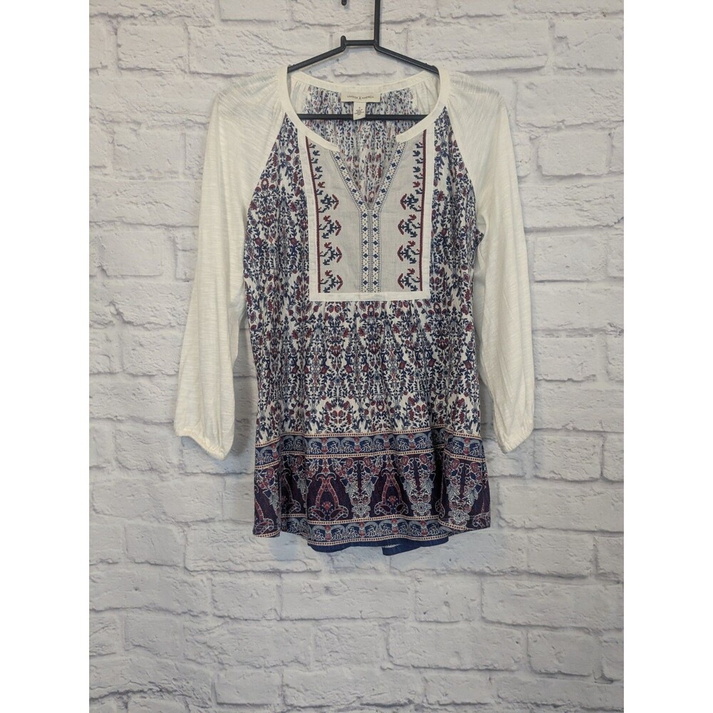 Vintage America Women's Long Sleeve Blouse Top, Small, White - Picture 7 of 7